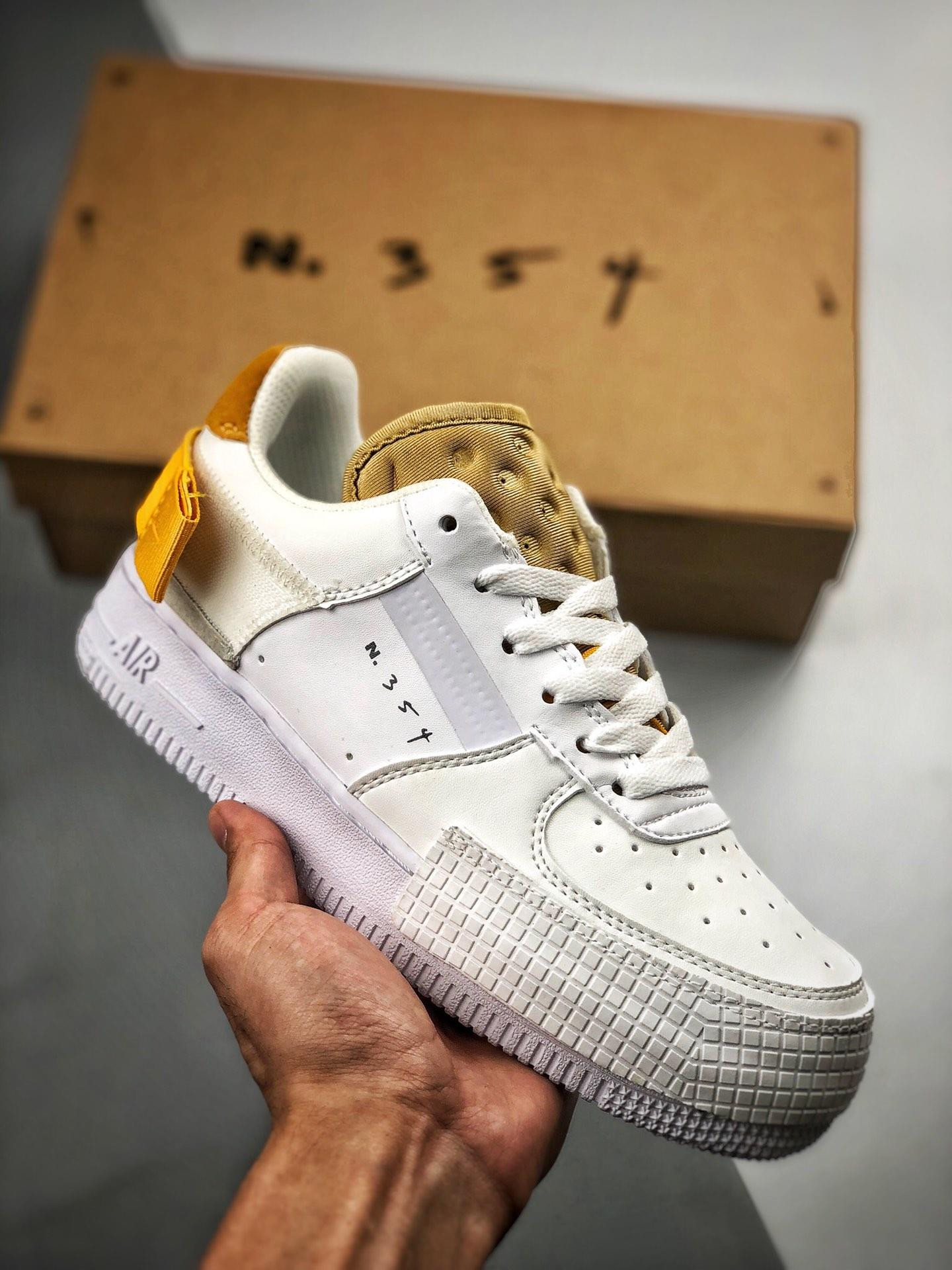 Nike N354 Air Force 1 Type White Gold Yellow For Sale