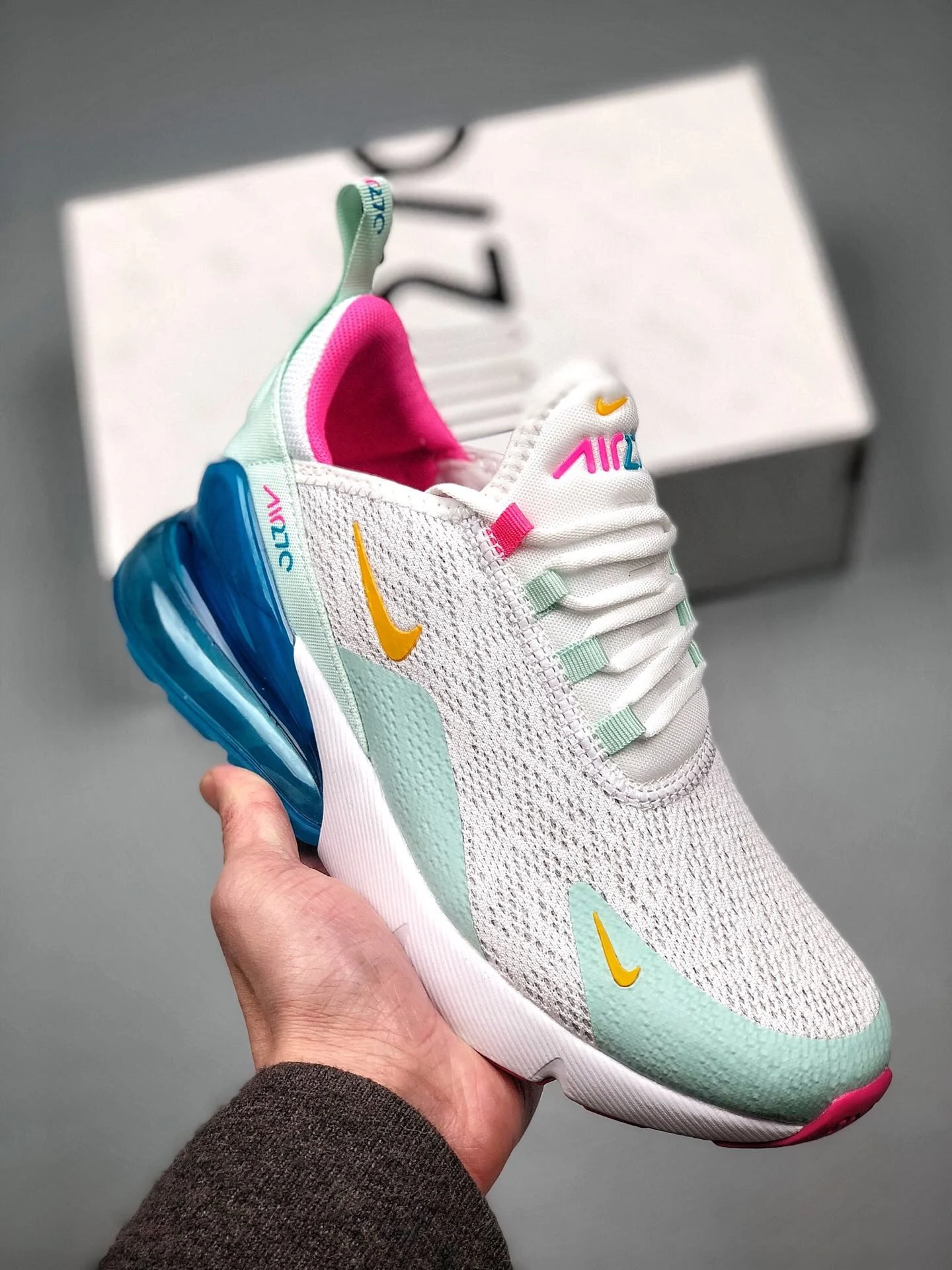 Nike WMNS Air Max 270 White Laser Fuchsia-Teal Tint-Blue Fury For Sale