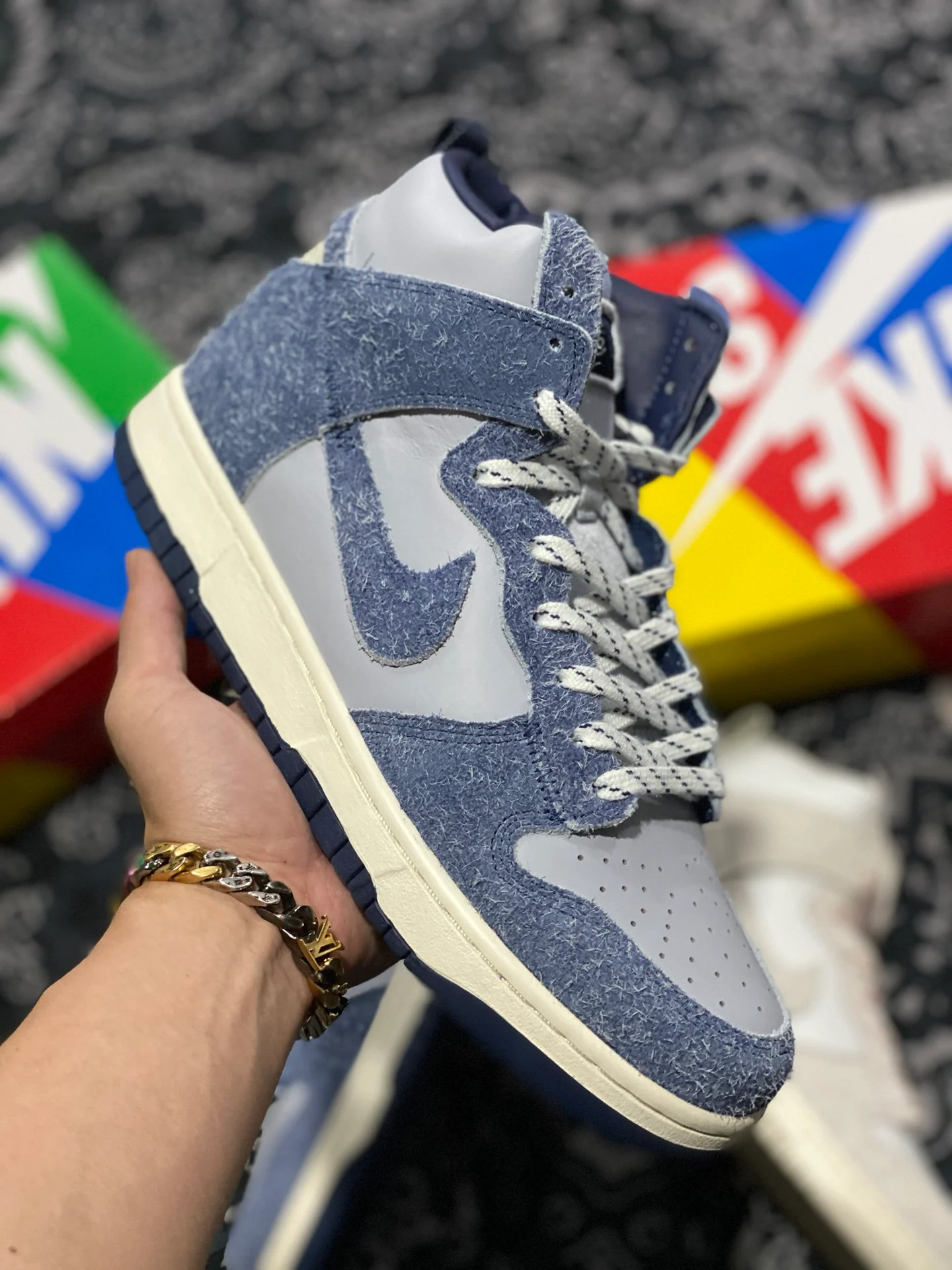 Notre x Nike Dunk High Midnight Navy Sky Grey-Fossil For Sale