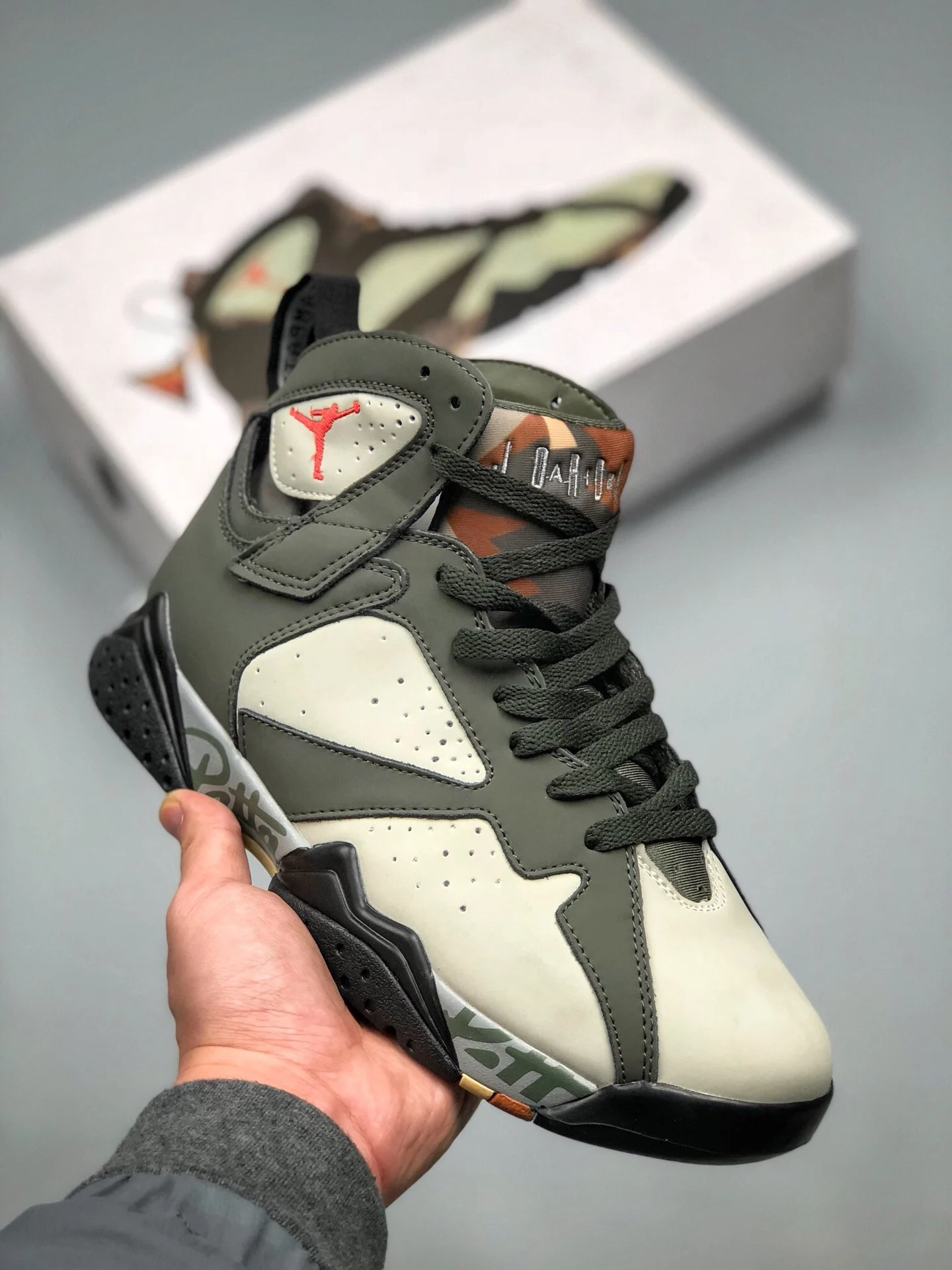 Patta x Air Jordan 7 Icicle Sequoia-River Rock-Light Crimson For Sale