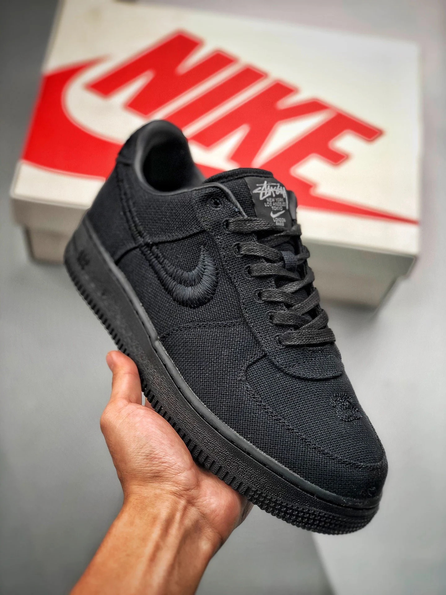 Stussy x Nike Air Force 1 Black CZ9084-001 For Sale