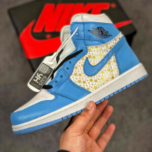 Supreme x Air Jordan 1 High Stars University Blue For Sale