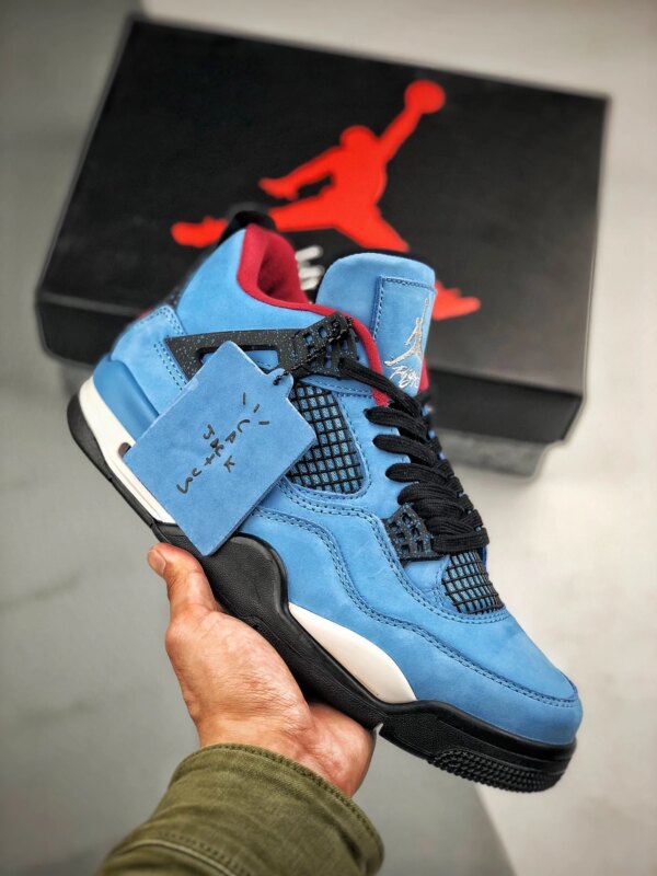 Travis Scott x Air Jordan 4 Houston Oilers University Blue Varsity Red-Black For Sale