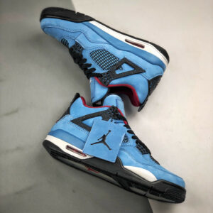 Travis Scott x Air Jordan 4 Houston Oilers University Blue Varsity Red-Black For Sale