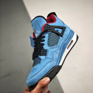 Travis Scott x Air Jordan 4 Houston Oilers University Blue Varsity Red-Black For Sale