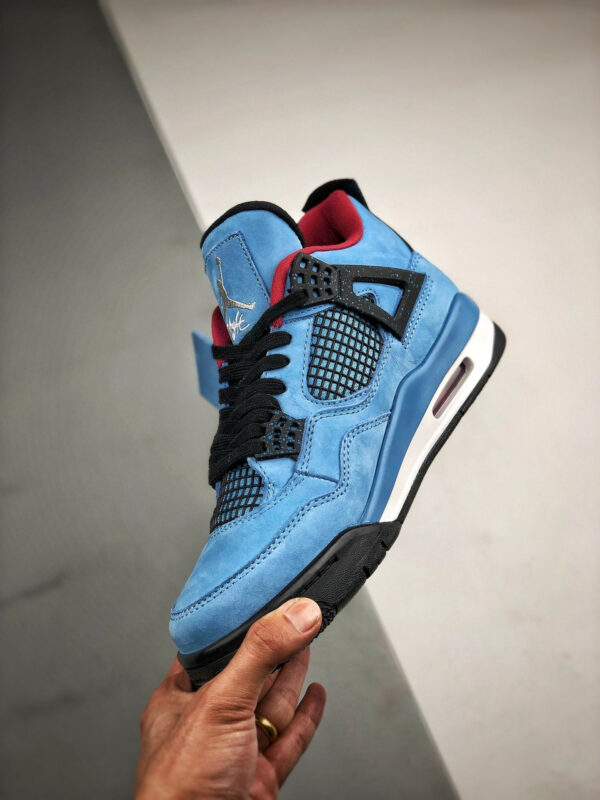 Travis Scott x Air Jordan 4 Houston Oilers University Blue Varsity Red-Black For Sale