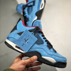 Travis Scott x Air Jordan 4 Houston Oilers University Blue Varsity Red-Black For Sale