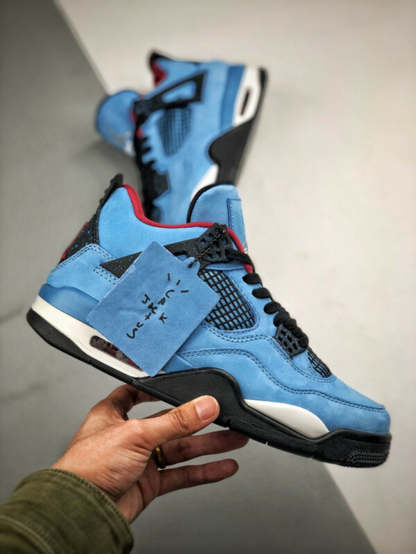 Travis Scott x Air Jordan 4 Houston Oilers University Blue Varsity Red-Black For Sale