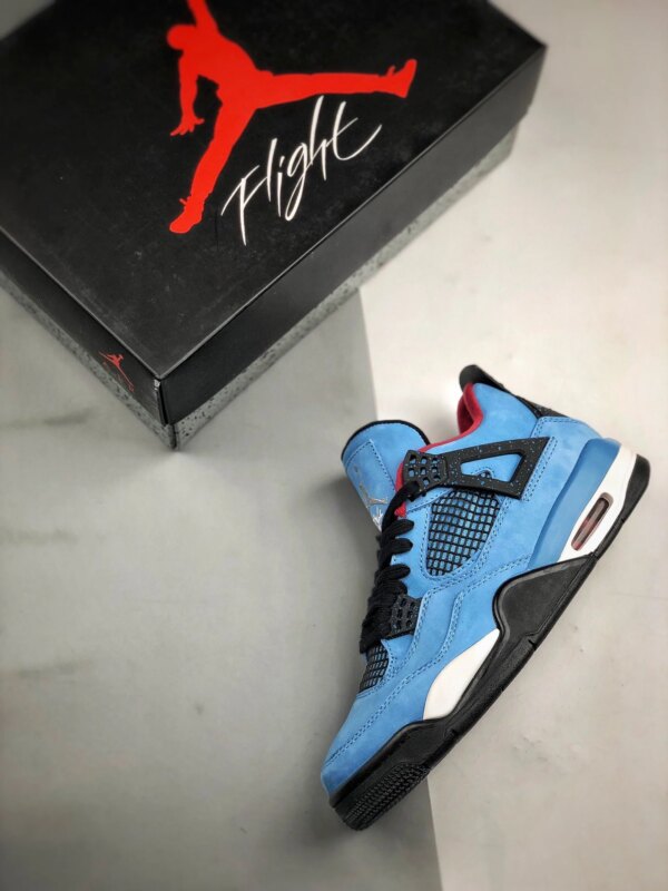 Travis Scott x Air Jordan 4 Houston Oilers University Blue Varsity Red-Black For Sale