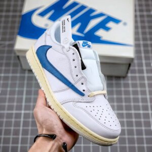 Travis Scott x fragment x Air Jordan 1 Low OG White Blue Sail For Sale