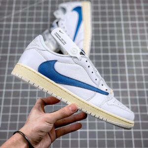 Travis Scott x fragment x Air Jordan 1 Low OG White Blue Sail For Sale