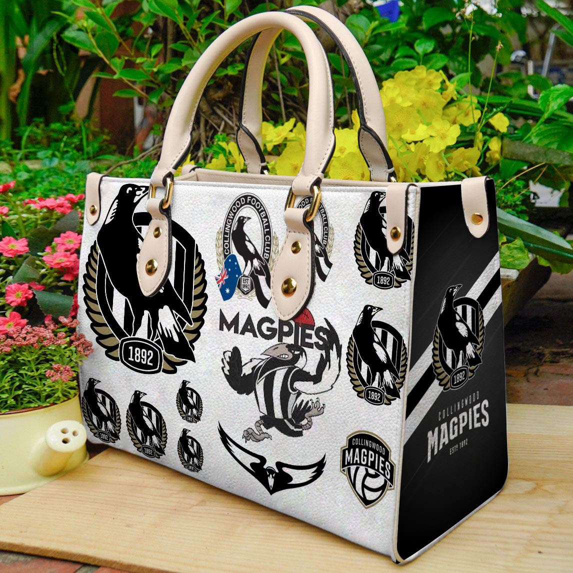 Collingwood Magpies Women Leather Hand Bag