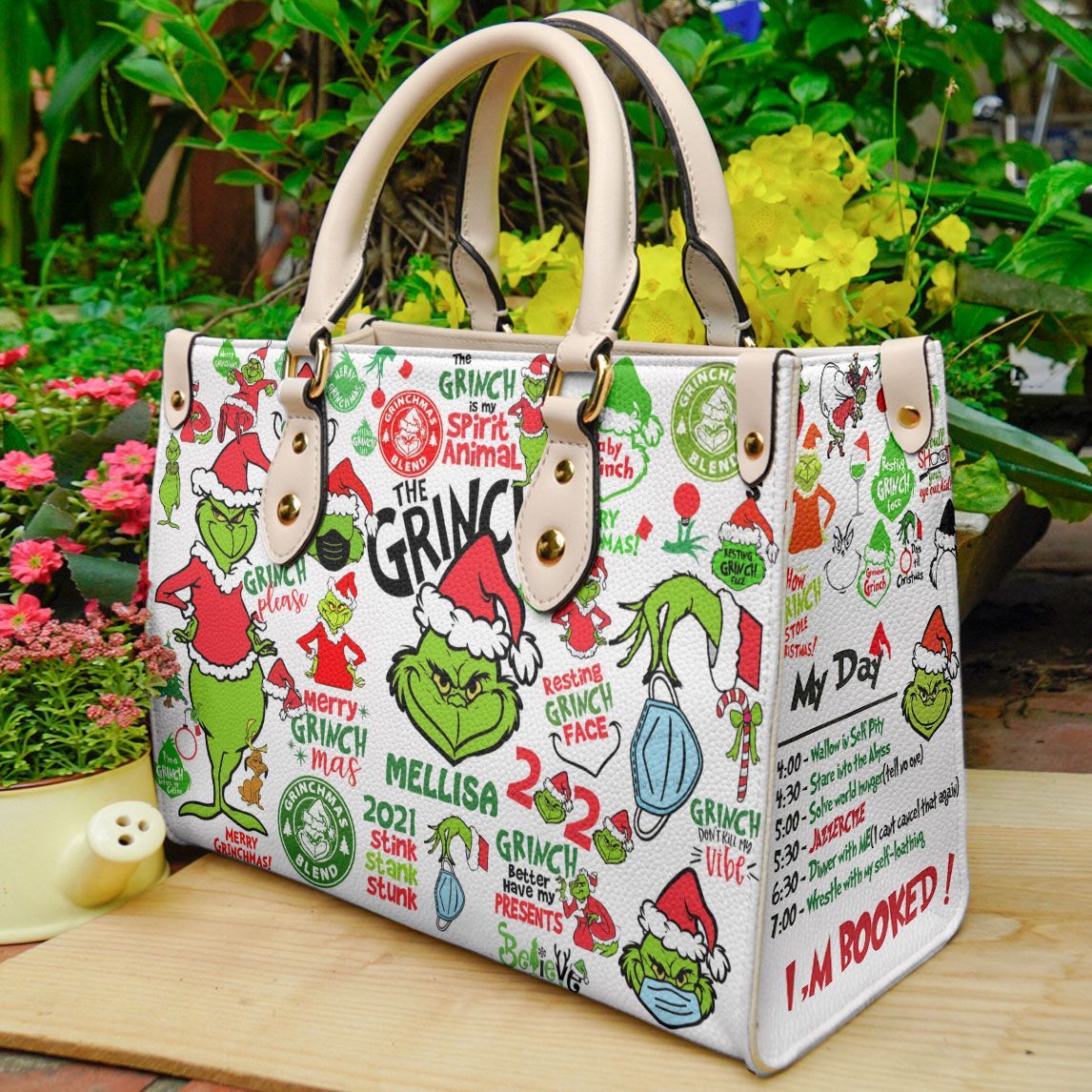 Grinch Women Leather Hand Bag